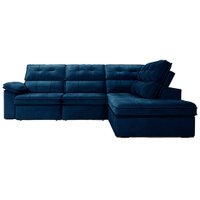 Sofá de Canto 2,84 x 2,0 m Gralha Azul Bragança, Retrátil e Reclinável, Direito