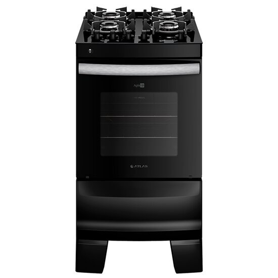 Fogão 4 Bocas Preto com Mesa de Vidro Atlas Agile Up Bivolt
