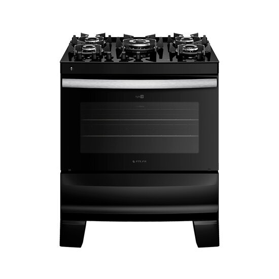 Fogão 5 Bocas Preto com Mesa de Vidro Atlas Agile Up Bivolt