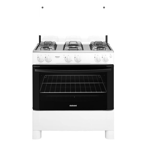 Fogão à Gás de Piso 5 Bocas Itatiaia Star NG, Mesa de Aço Inox, Branco