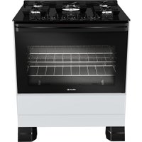 Fogão a Gás 5 Bocas Mueller, Bivolt, Mesa de Vidro, Branco - MFV5BF