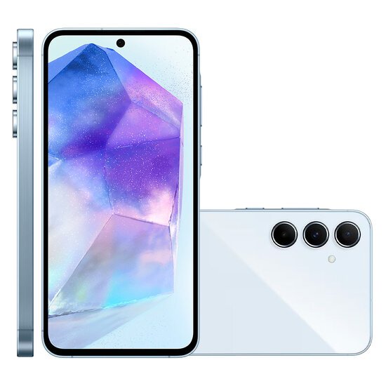 Smartphone Samsung Galaxy A55, Câmera Tripla, 128GB, 5G, Azul Claro