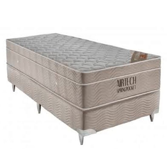 Conjunto Cama Box Meio Casal de Molas Ortobom Airtech SpringPocket 108x198