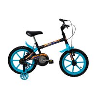 Bicicleta Infantil Track Bikes Dino PZ, Aro 16, Rodinhas Laterais, Preto/Azul