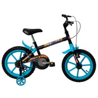 Bicicleta Infantil Track Bikes Dino PZ, Aro 16, Rodinhas Laterais, Preto/Azul