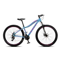 Bicicleta Colli Eudora Aro 29 Aero Freio a Disco Quadro 15,5 Rebaixado Azul/Rosa