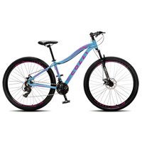 Bicicleta Colli Eudora Aro 29 Aero Freio a Disco Quadro 15,5 Rebaixado Azul/Rosa