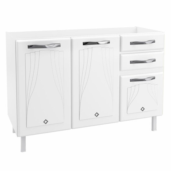 Balcão 120 cm 3 Portas 2 Gavetas Telasul Star New, Aço