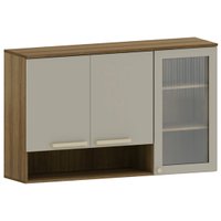 Armário Aéreo 120 cm 2 Portas com Nicho 1 Porta Vidro Luciane Helô - 0260/844