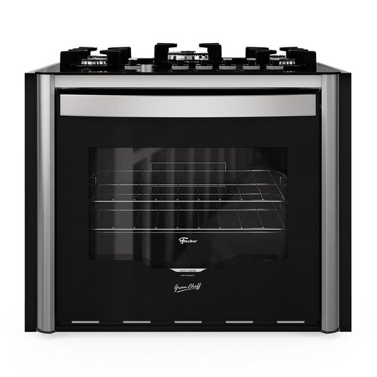 Fogão de Embutir 5 Bocas Fischer Gran Cheff Tripla Chama com Grill Mesa de Vidro