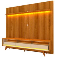 Painel Ripado para TV até 85'' Nobre + Rack Requinte Gelius, MDF