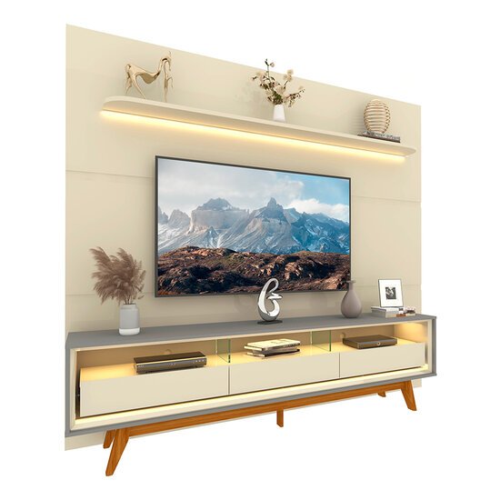 Painel para TV até 85'' Royal + Rack Requinte com LED Gelius, MDF